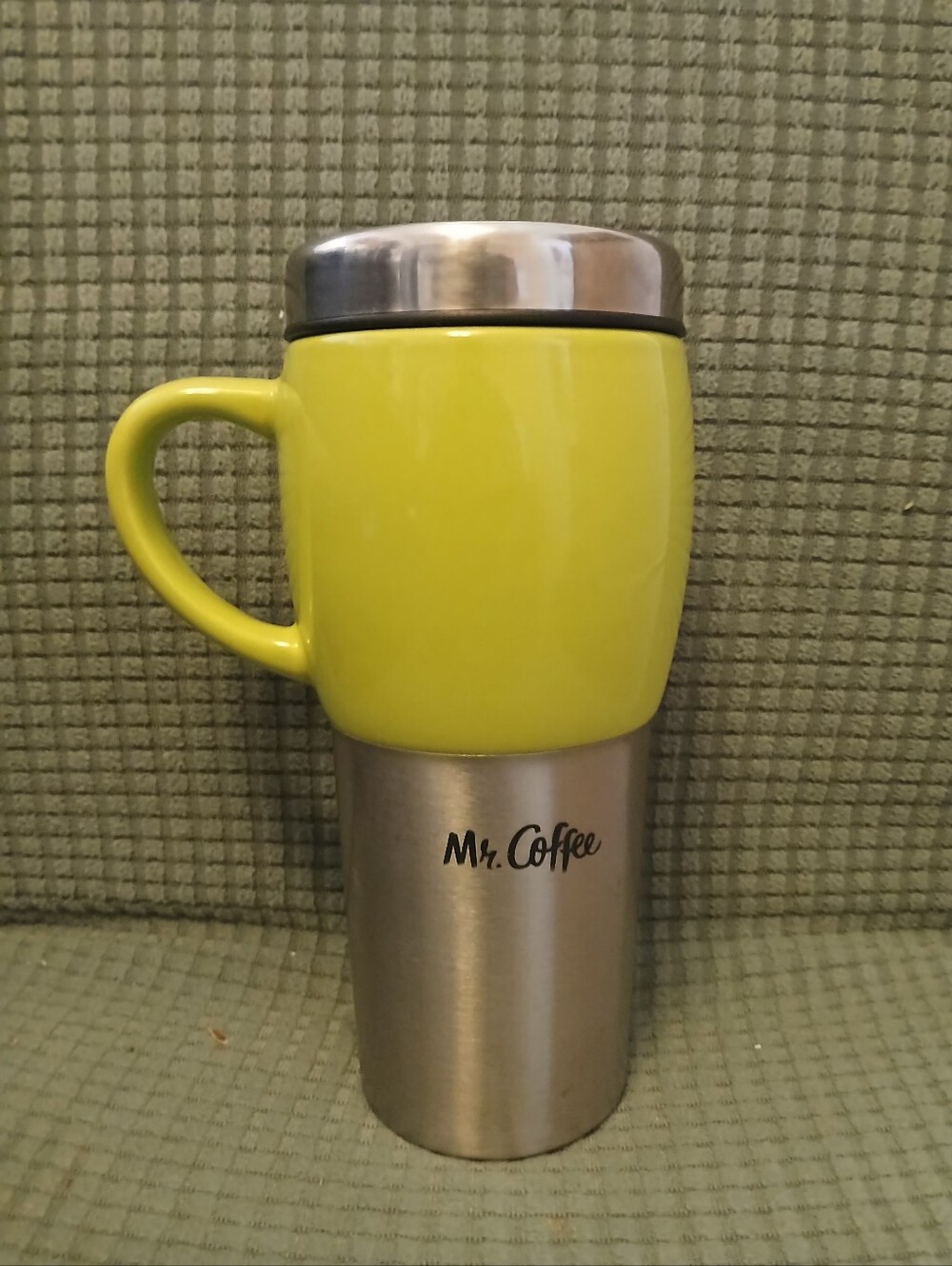Mr. Coffee Lime Green & Stainless Steel With Lid Travel 16 oz Mug (080526B)